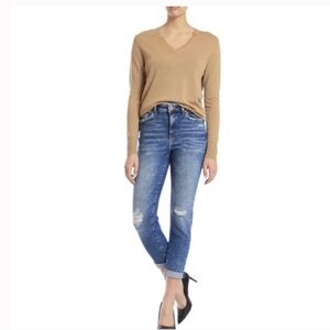 Mavi Cindy Mom Jeans High Rise Stretch Distressed Denim Ripped Knees 30